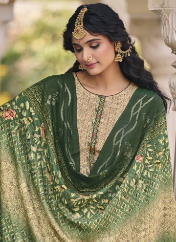 Green Muslin Digital Print Salwar Suit for Ceremonial