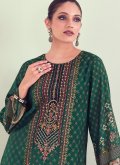 Green Muslin Digital Print Salwar Suit for Ceremonial - 1