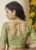 Green Net Embroidered A Line Lehenga Choli - 4