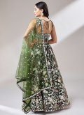 Green Net Embroidered A Line Lehenga Choli for Ceremonial - 1