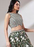 Green Net Embroidered A Line Lehenga Choli for Ceremonial - 2