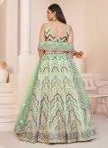 Green Net Embroidered Lehenga Choli for Party - 2