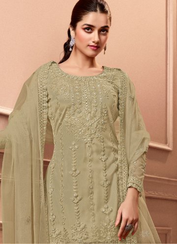 Green Net Embroidered Pakistani Suit for Festival