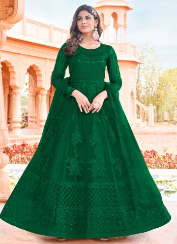 Green Net Embroidered Salwar Suit