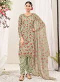 Green Net Embroidered Trendy Salwar Kameez for Ceremonial - 1