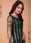 Green Net Embroidered Trendy Salwar Kameez for Mehndi - 2