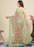 Green Net Embroidered Trendy Saree for Ceremonial - 2