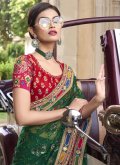 Green Net Embroidered Trendy Saree for Engagement - 2