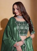 Green Organza Embroidered A Line Lehenga Choli for Ceremonial - 1