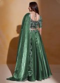 Green Organza Embroidered A Line Lehenga Choli for Ceremonial - 2