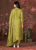 Green Organza Embroidered Trendy Salwar Kameez for Ceremonial - 2