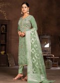 Green Organza Embroidered Trendy Salwar Suit for Ceremonial - 1