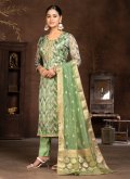 Green Organza Hand Work Salwar Suit for Ceremonial - 1