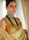 Green Organza Woven Trendy Saree for Ceremonial - 1