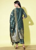 Green Pant Style Suit in Cotton Silk with Woven - 1