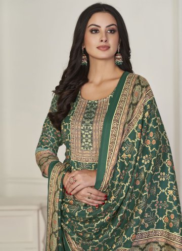 Green Pashmina Digital Print Salwar Suit for Festival