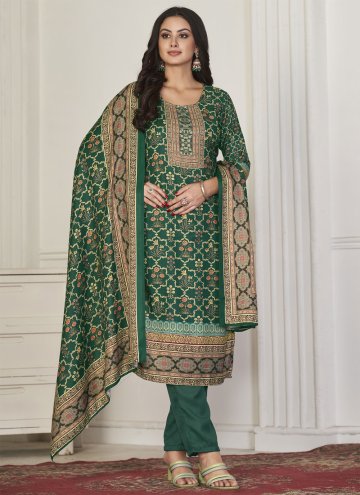 Green Pashmina Digital Print Salwar Suit for Festi