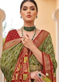 Green Patola Silk Patola Print Trendy Saree for Ceremonial - 1