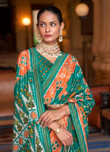 Green Patola Silk Swarovski Designer Saree