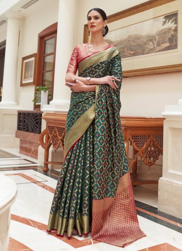 Green Patola Silk Woven Classic Designer Saree for