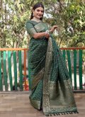 Green Patola Silk Woven Contemporary Saree for Festival - 2
