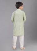 Green Polyester Digital Print Kurta Pyjama for Ceremonial - 3