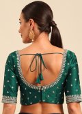 Green Raw Silk Embroidered  for Ceremonial - 1