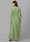 Green Rayon Designer Floor Length Gown - 2