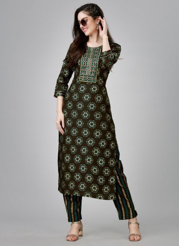 Green Rayon Embroidered Designer Kurti for Ceremon