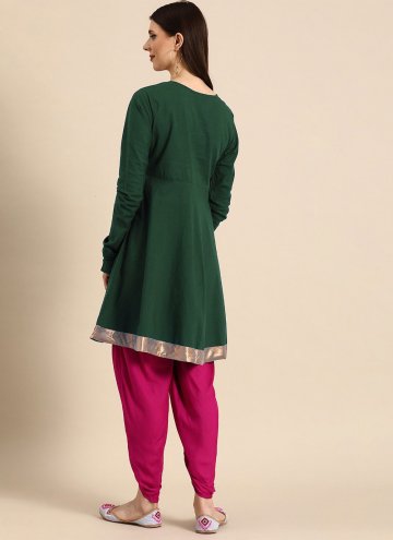 Green Rayon Embroidered Party Wear Kurti
