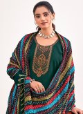Green Rayon Embroidered Trendy Salwar Kameez for Ceremonial - 1