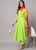 Green Rayon Plain Work Salwar Suit for Engagement - 1