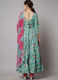 Green Rayon Printed Salwar Suit for Festival - 1