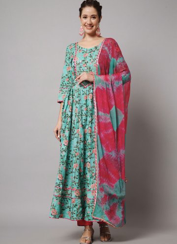 Green Rayon Printed Salwar Suit for Festival