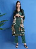 Green Salwar Suit in Chinon with Embroidered - 1