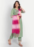 Green Salwar Suit in Cotton  with Embroidered - 2