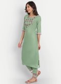 Green Salwar Suit in Cotton  with Embroidered - 3