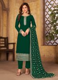 Green Salwar Suit in Faux Georgette with Embroidered - 1