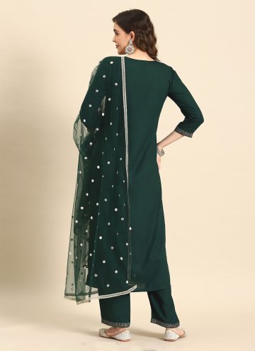 Green Salwar Suit in Rayon with Booti Work