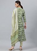 Green Salwar Suit in Rayon with Floral Print - 3