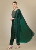 Green Salwar Suit in Silk Blend with Embroidered - 1