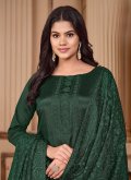 Green Salwar Suit in Silk with Diamond Work - 1