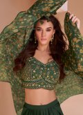 Green Satin Silk Embroidered Trendy Salwar Suit - 1