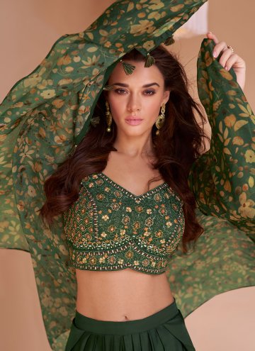 Green Satin Silk Embroidered Trendy Salwar Suit