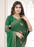 Green Shimmer Embroidered Contemporary Saree - 1