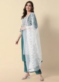 Green Silk Blend Embroidered Pant Style Suit - 2