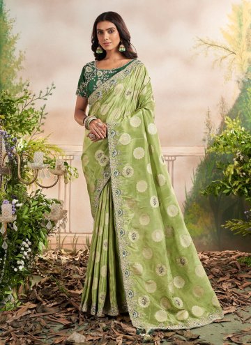 Green Silk Border Trendy Saree for Party