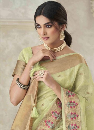 Green Silk Embroidered Designer Saree