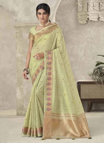 Green Silk Embroidered Designer Saree