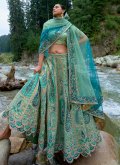 Green Silk Embroidered Lehenga Choli for Engagement - 1